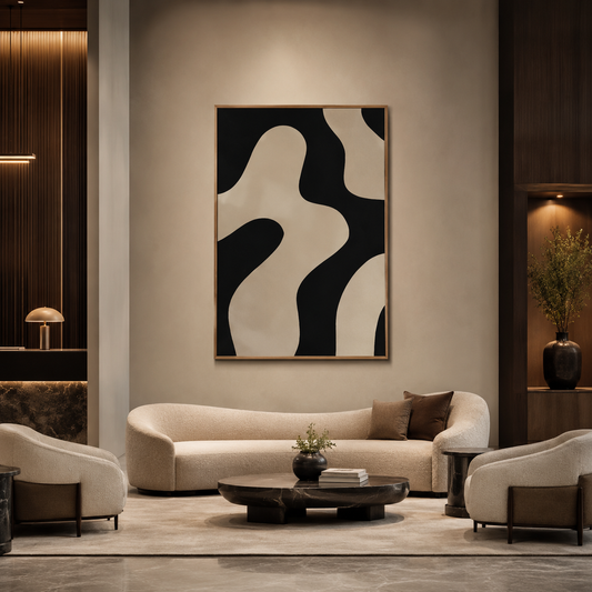 Black Beige Abstract Painting #Kiss 92