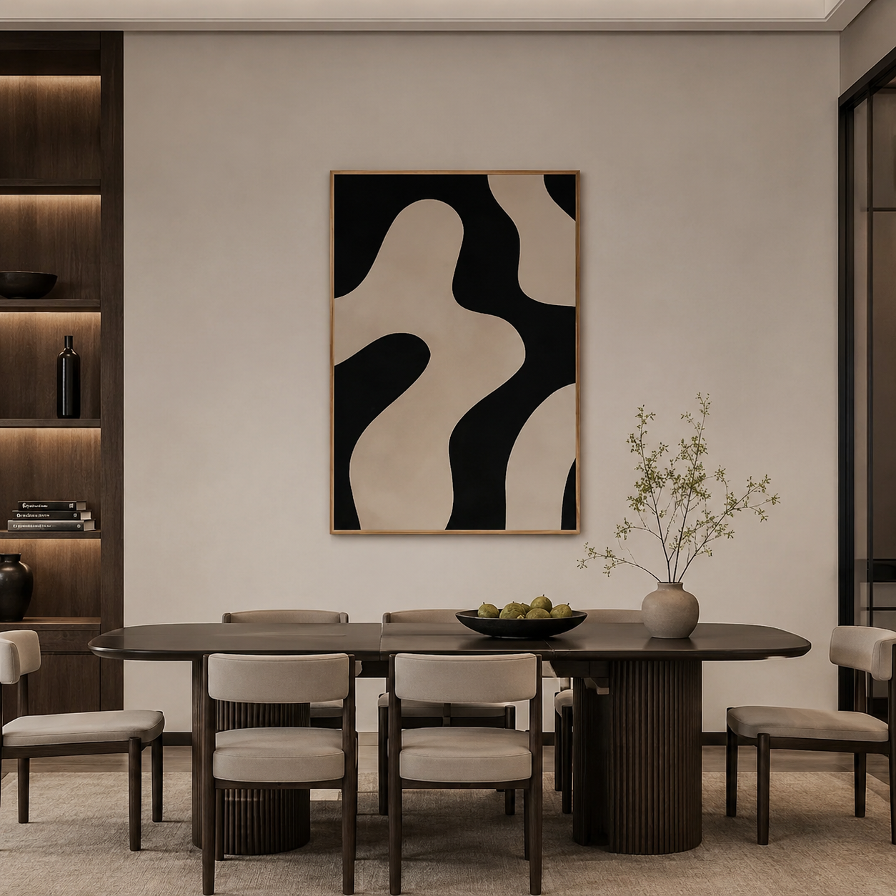 Black Beige Abstract Painting #Kiss 92