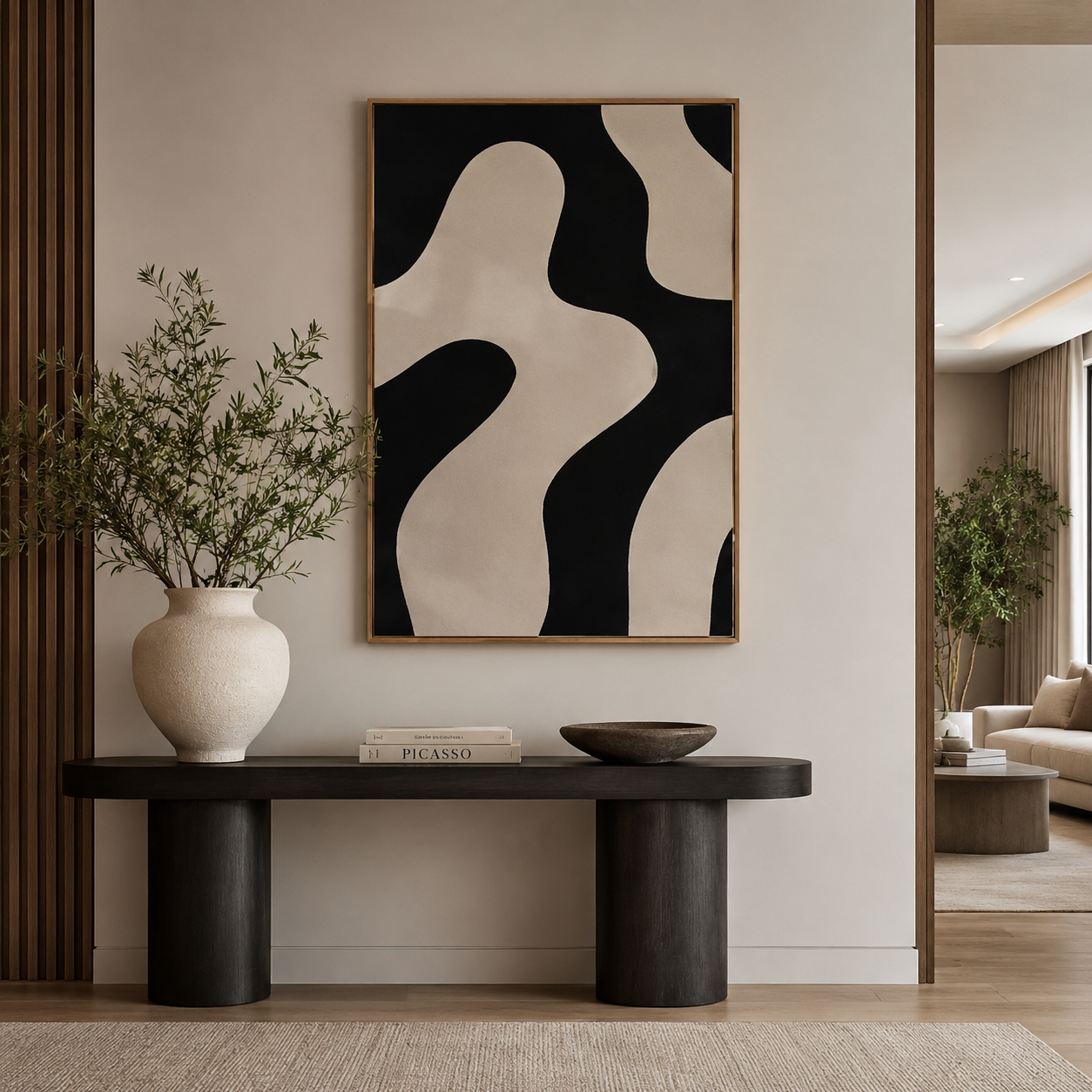 Black Beige Abstract Painting #Kiss 92