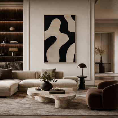 Black Beige Abstract Painting #Kiss 92