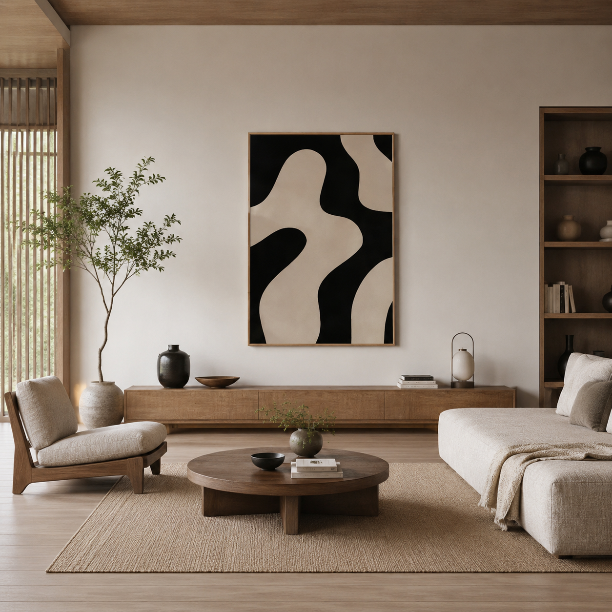 Black Beige Abstract Painting #Kiss 92