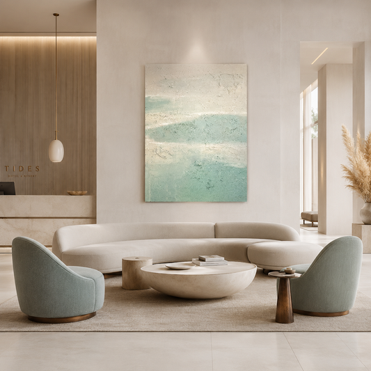 Soft Aqua Abstract Painting #Kiss 94