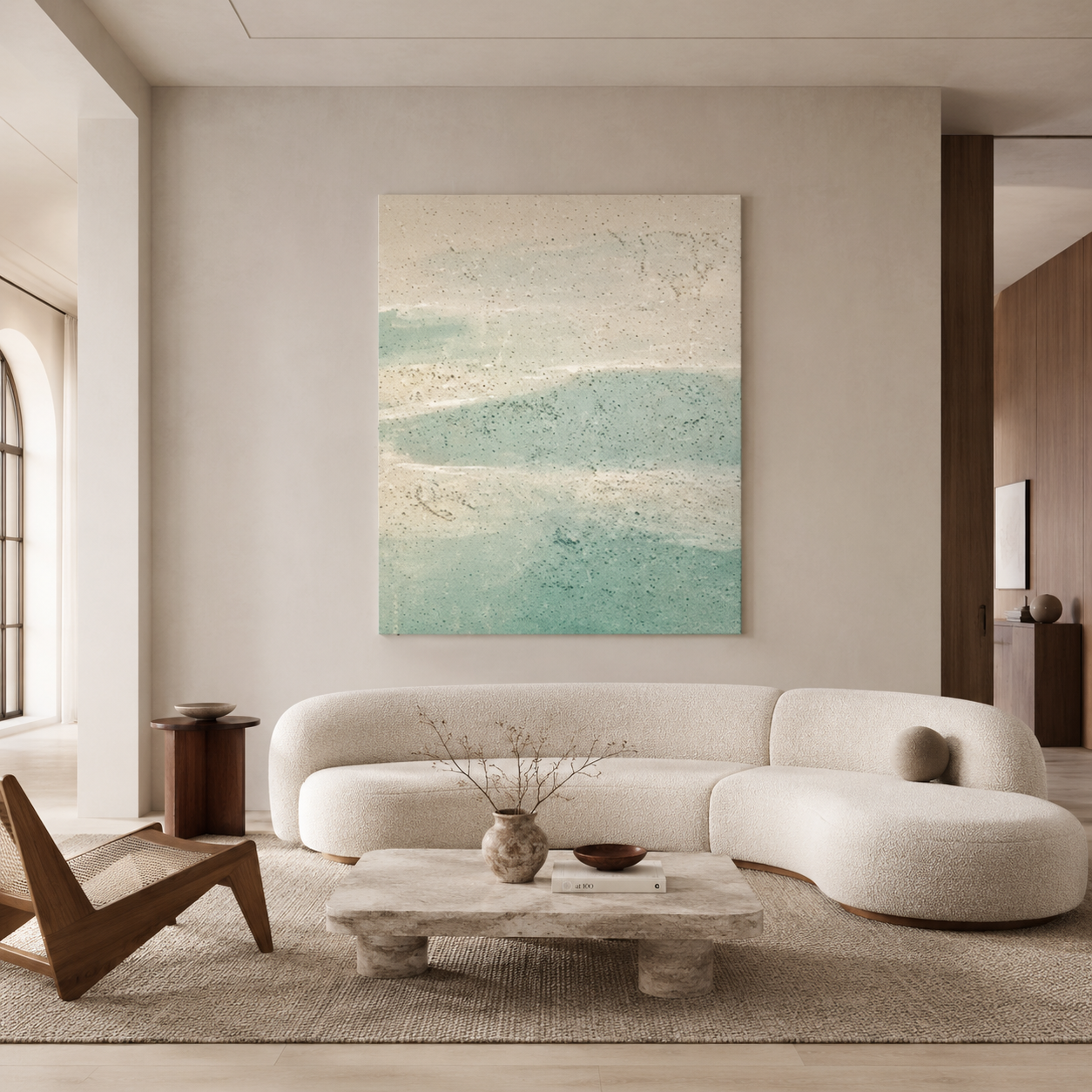 Soft Aqua Abstract Painting #Kiss 94