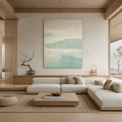 Soft Aqua Abstract Painting #Kiss 94
