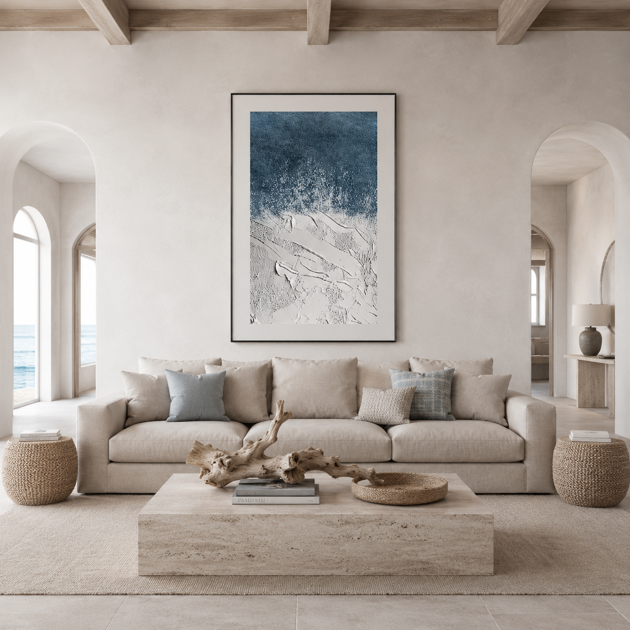 Blue White Textured Abstract Painting #Kiss 97