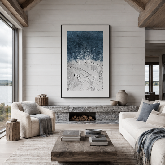 Blue White Textured Abstract Painting #Kiss 97