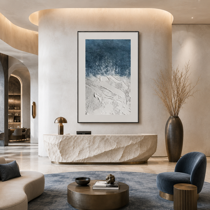Blue White Textured Abstract Painting #Kiss 97