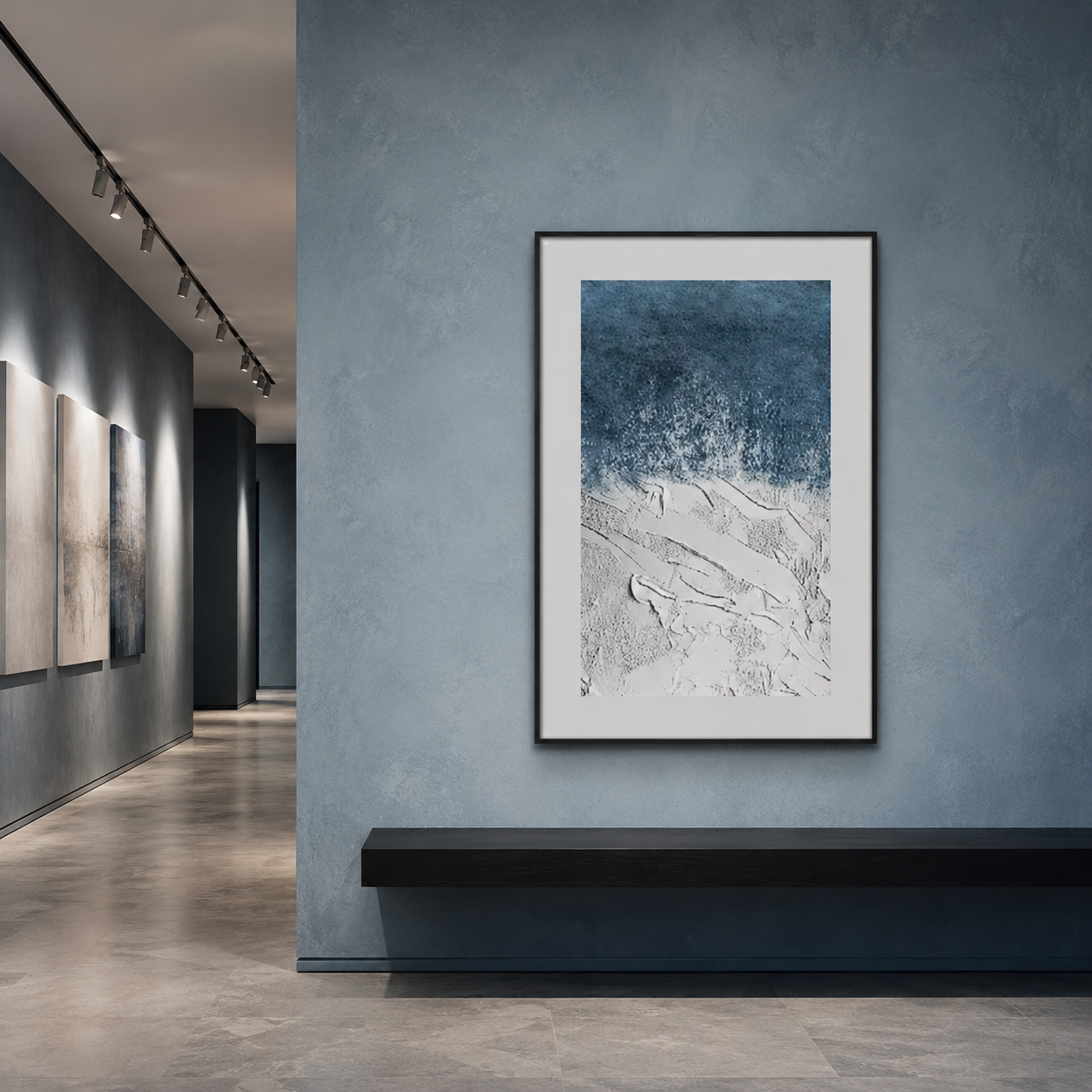 Blue White Textured Abstract Painting #Kiss 97