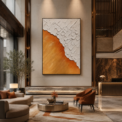 Orange White Textured Abstract Painting #Kiss 98