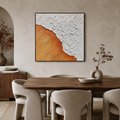 Orange White Textured Abstract Painting #Kiss 98