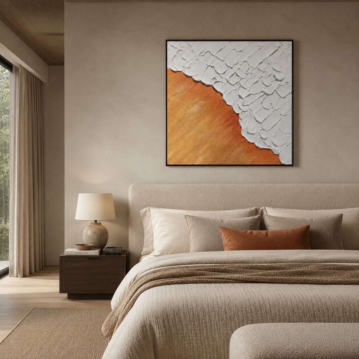 Orange White Textured Abstract Painting #Kiss 98
