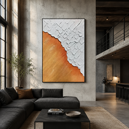 Orange White Textured Abstract Painting #Kiss 98