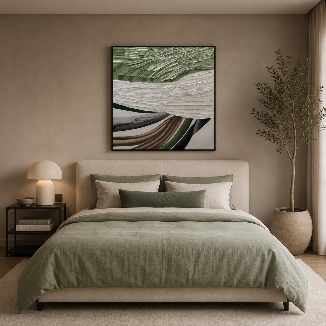 Green Earth Abstract Textured Painting #Kiss 99