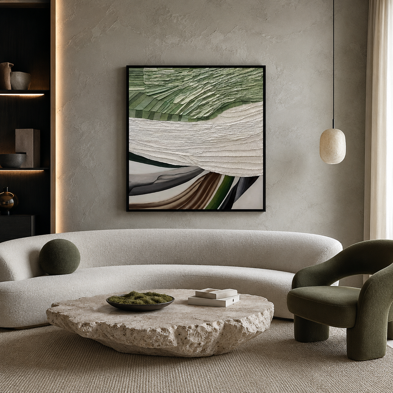 Green Earth Abstract Textured Painting #Kiss 99
