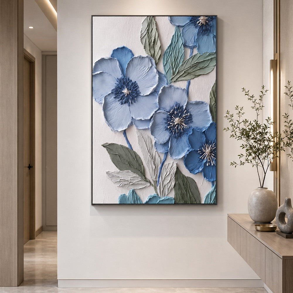 Blue Floral Texture Painting #Kiss 31