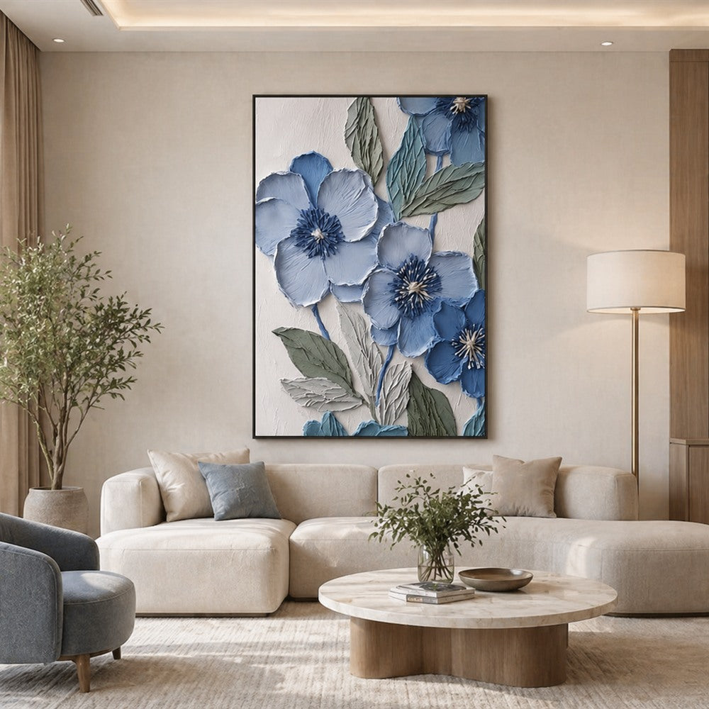 Blue Floral Texture Painting #Kiss 31