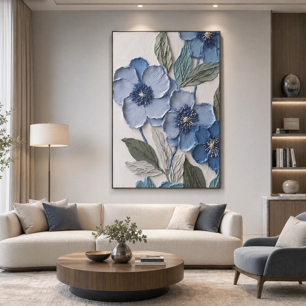 Blue Floral Texture Painting #Kiss 31