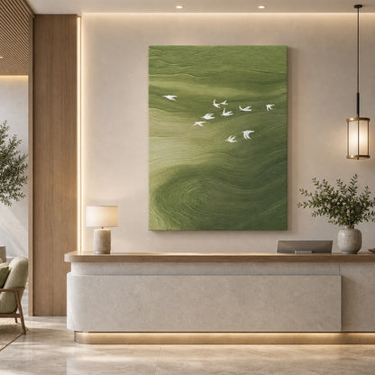 Green Birds Abstract Painting #Kiss 33