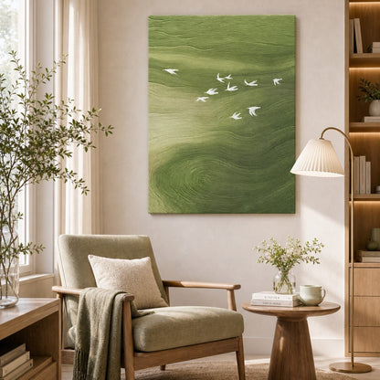 Green Birds Abstract Painting #Kiss 33