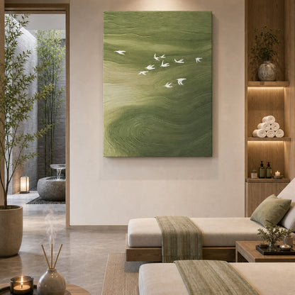 Green Birds Abstract Painting #Kiss 33