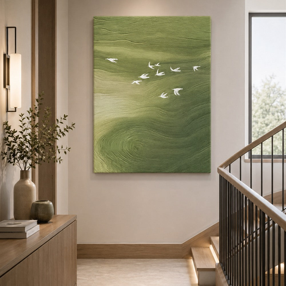 Green Birds Abstract Painting #Kiss 33