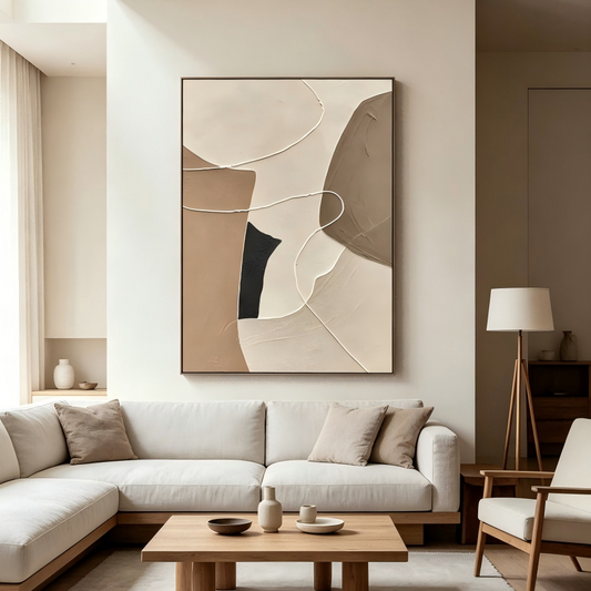 Handmade Textured Neutral Abstract Wall Art, Minimalist Canvas Painting