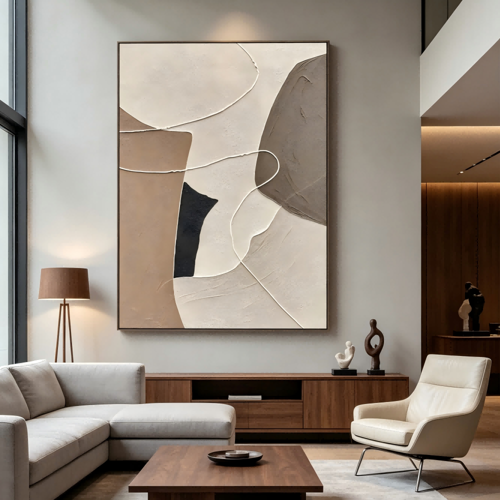 Neutral Abstract Textured Painting #Kiss 37