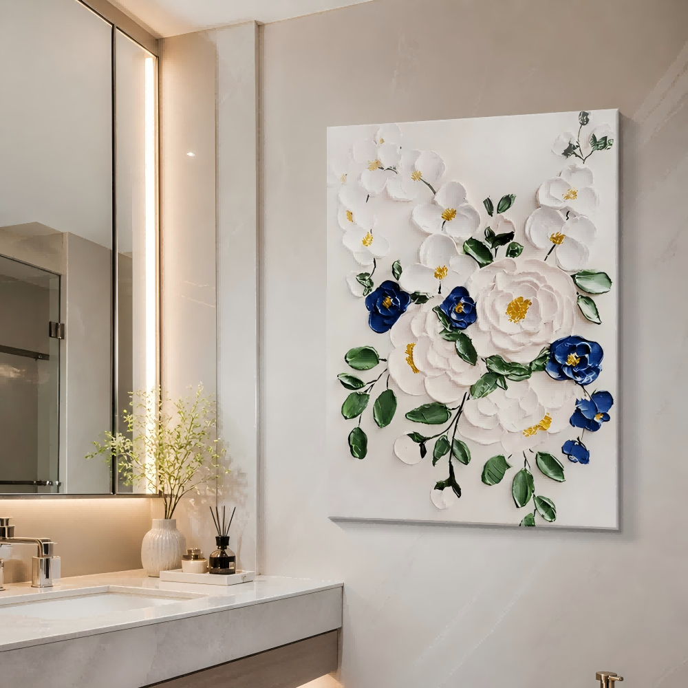 Blue Floral Relief Painting #Kiss 39