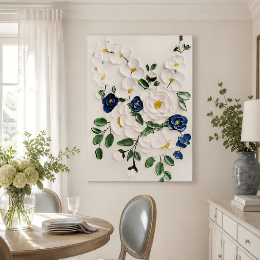 Blue Floral Relief Painting #Kiss 39