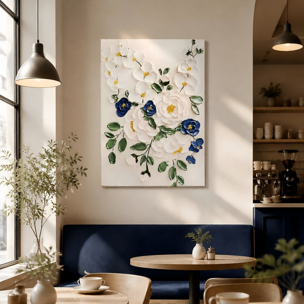 Blue Floral Relief Painting #Kiss 39