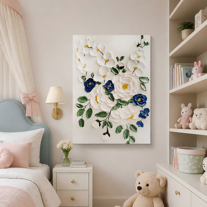 Blue Floral Relief Painting #Kiss 39