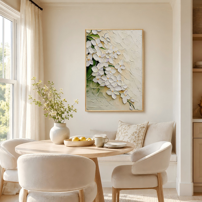 Handmade Textured White Flower Blossom Wall Art, Botanical Canvas Paintingt #Kiss 123