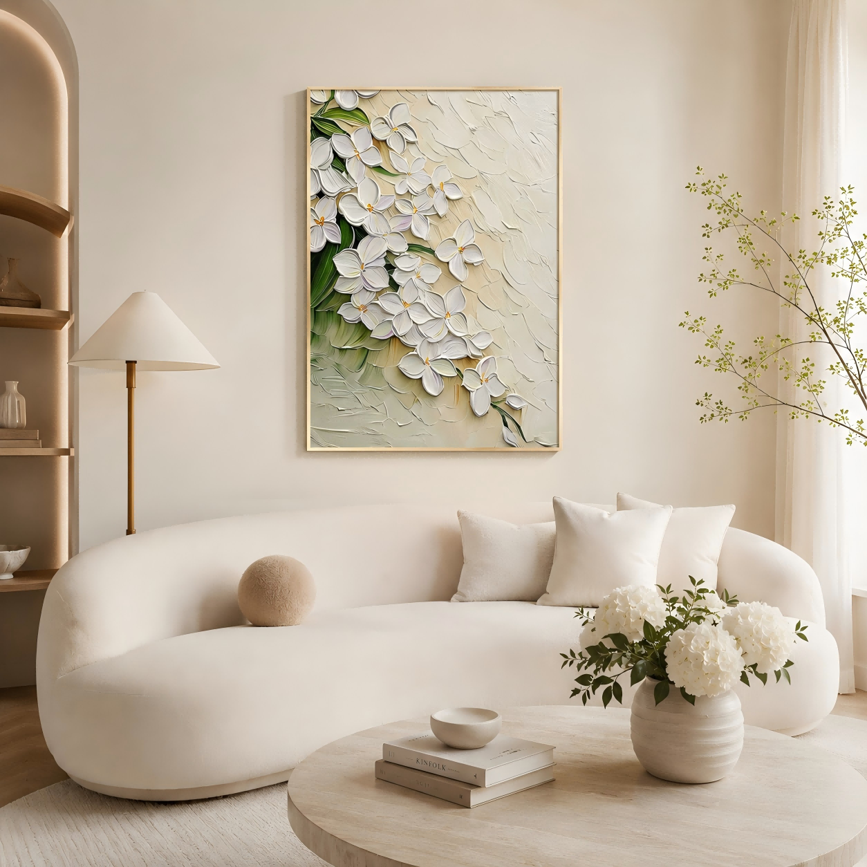 Handmade Textured White Flower Blossom Wall Art, Botanical Canvas Paintingt #Kiss 123