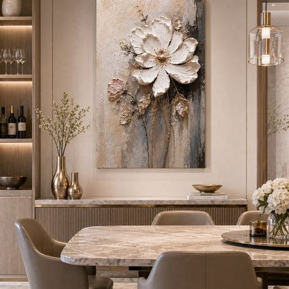 White Floral Relief Painting #Kiss 41