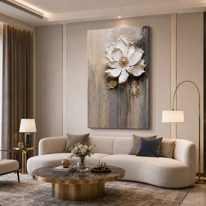 White Floral Relief Painting #Kiss 41