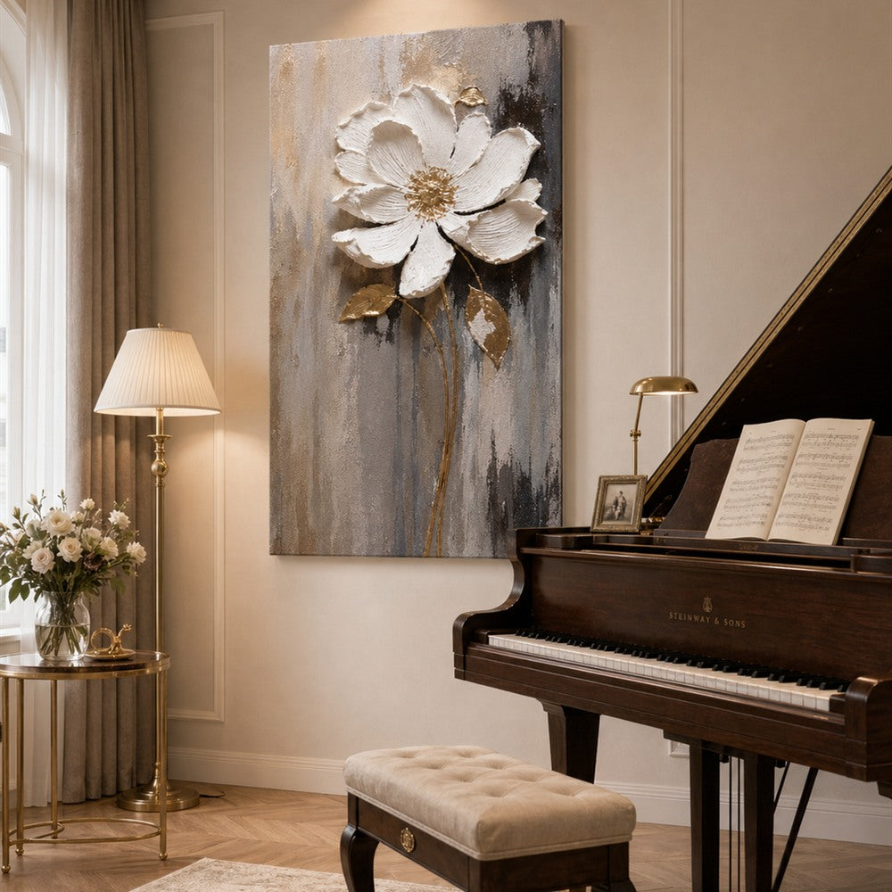 White Floral Relief Painting #Kiss 41