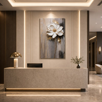 White Floral Relief Painting #Kiss 41