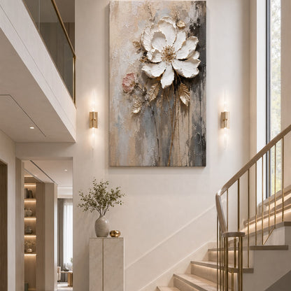 White Floral Relief Painting #Kiss 41