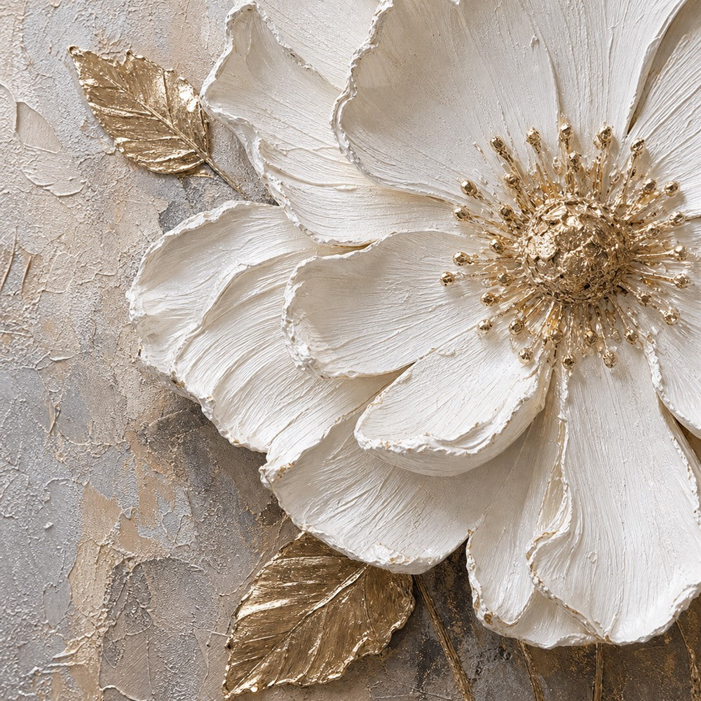 White Floral Relief Painting #Kiss 41
